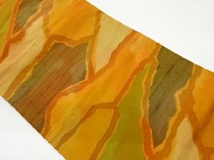 リサイクル　手織り紬抽象模様織出し名古屋帯